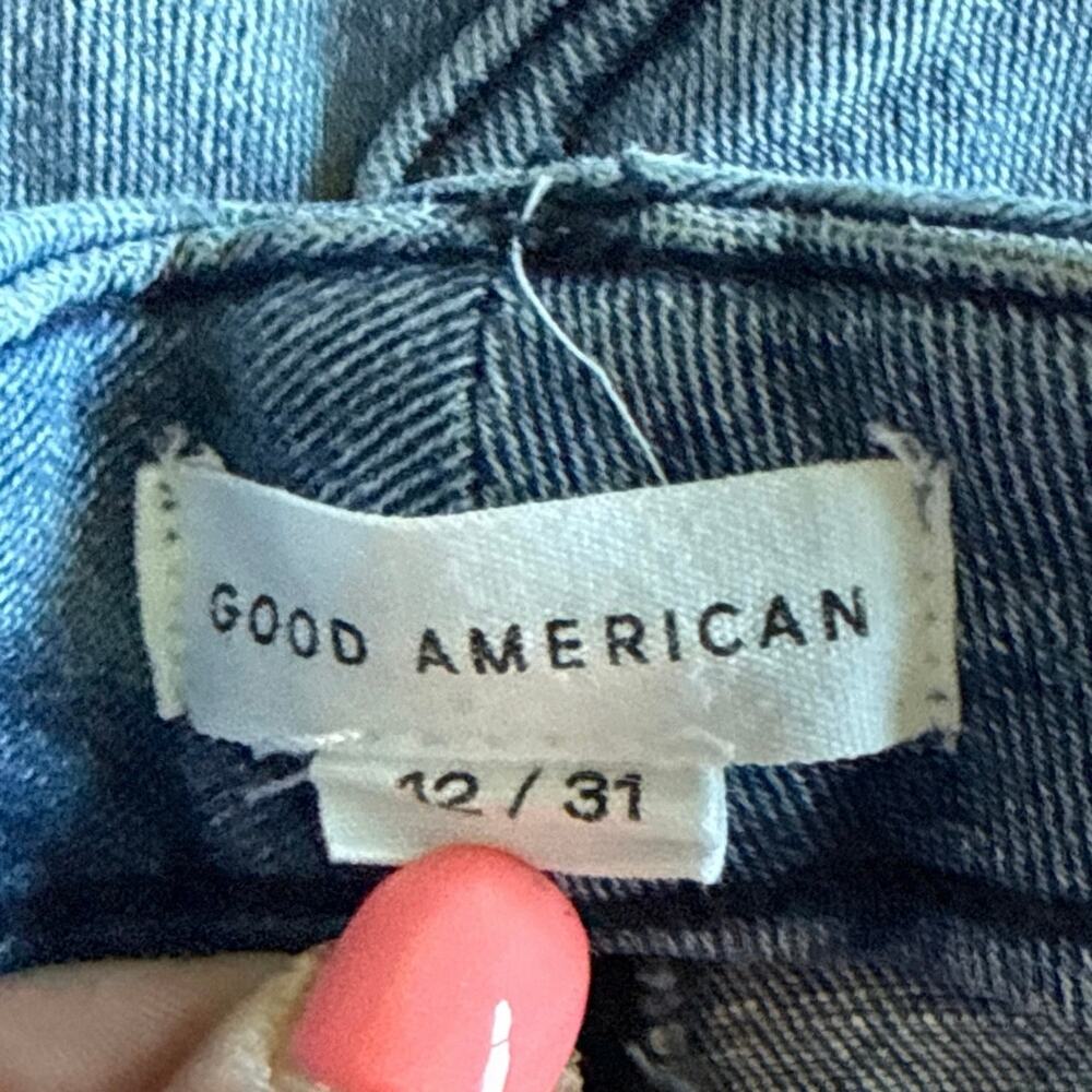 Good American Good Straight High Rise Jeans Women’s Size 12/31 Raw Hem *EUC - Picture 8 of 10